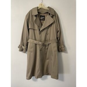London Fog Men's Double-breasted Longline Removable Lining Trench Coat 42S Tan